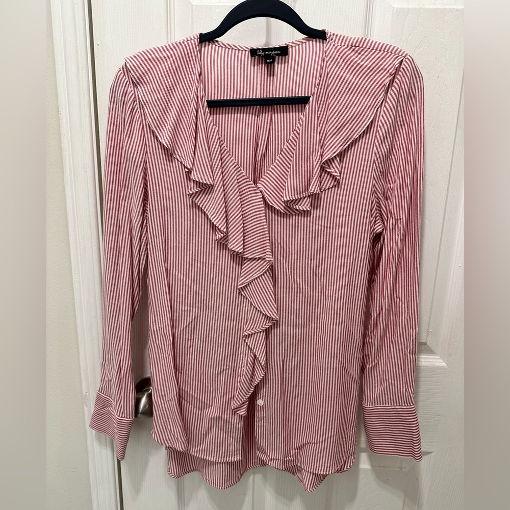 Red and White Button Up